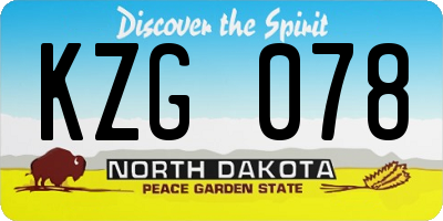 ND license plate KZG078
