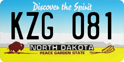 ND license plate KZG081
