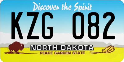 ND license plate KZG082