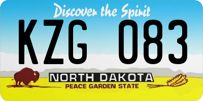 ND license plate KZG083