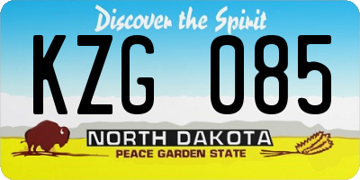 ND license plate KZG085