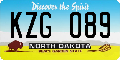 ND license plate KZG089