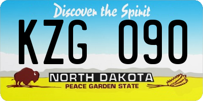 ND license plate KZG090