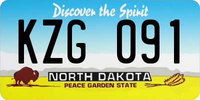 ND license plate KZG091