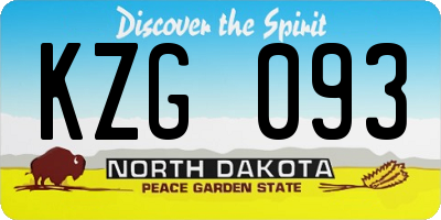 ND license plate KZG093