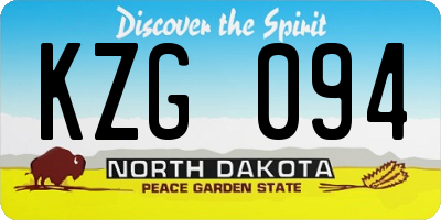 ND license plate KZG094