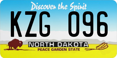 ND license plate KZG096