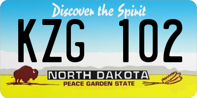 ND license plate KZG102