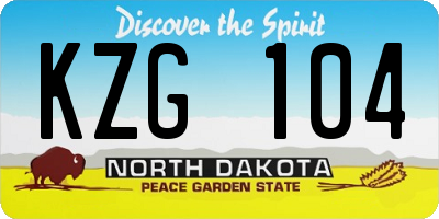 ND license plate KZG104