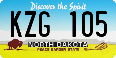 ND license plate KZG105