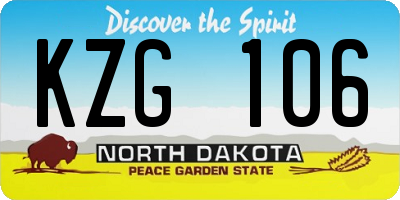 ND license plate KZG106