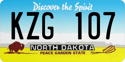 ND license plate KZG107