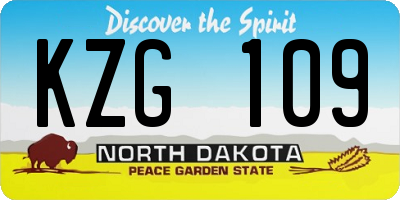 ND license plate KZG109