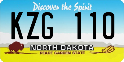 ND license plate KZG110