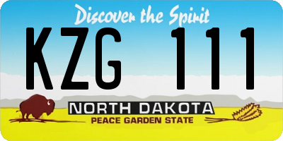 ND license plate KZG111
