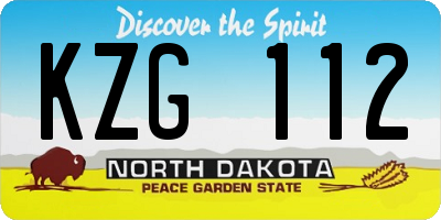 ND license plate KZG112