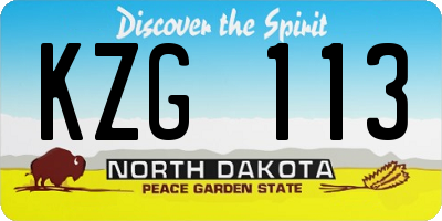 ND license plate KZG113