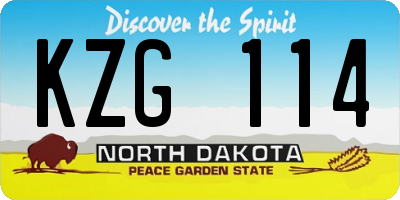 ND license plate KZG114