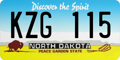 ND license plate KZG115