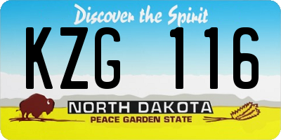 ND license plate KZG116