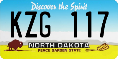 ND license plate KZG117