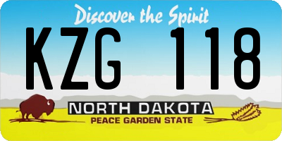 ND license plate KZG118
