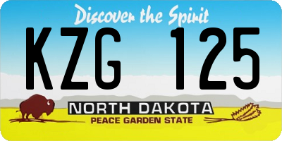 ND license plate KZG125