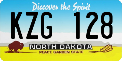 ND license plate KZG128