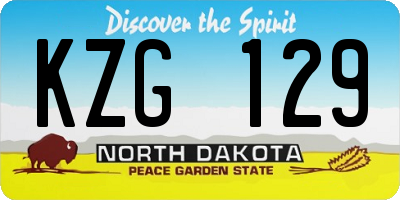 ND license plate KZG129