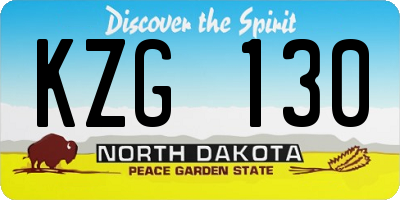 ND license plate KZG130