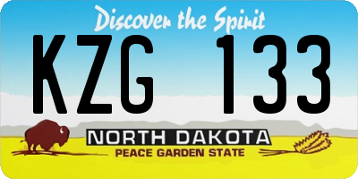 ND license plate KZG133