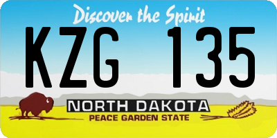 ND license plate KZG135