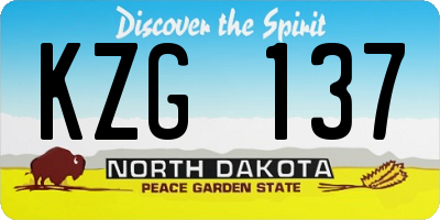 ND license plate KZG137