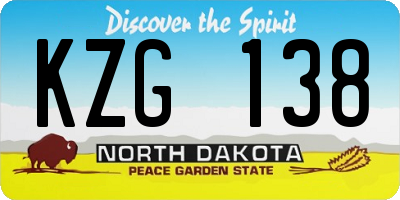 ND license plate KZG138