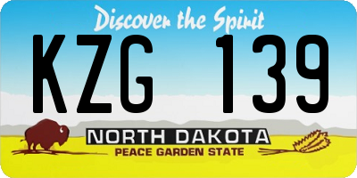 ND license plate KZG139