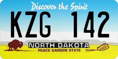 ND license plate KZG142