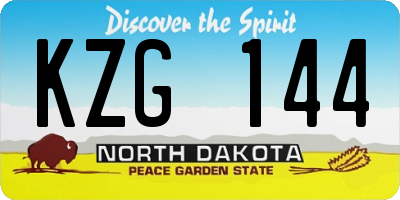 ND license plate KZG144