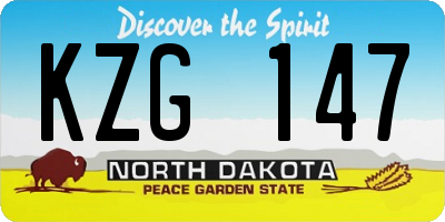 ND license plate KZG147