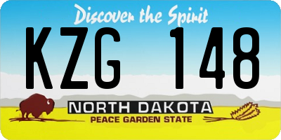 ND license plate KZG148