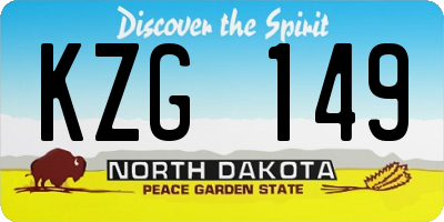 ND license plate KZG149