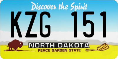 ND license plate KZG151