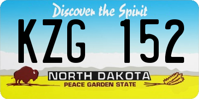 ND license plate KZG152