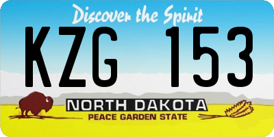 ND license plate KZG153