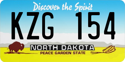 ND license plate KZG154