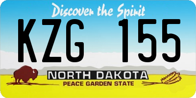 ND license plate KZG155