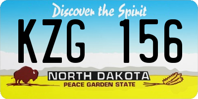 ND license plate KZG156