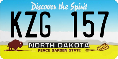 ND license plate KZG157
