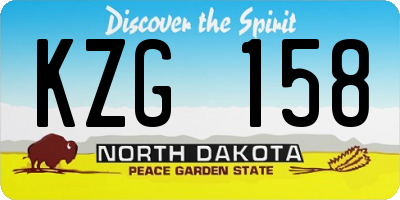 ND license plate KZG158