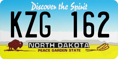 ND license plate KZG162