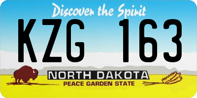 ND license plate KZG163